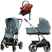 Коляска Cybex Talos S Lux TPE complete Aton S2 Lava Grey Base One 4 в 1 Stormy Blue с дождевиками