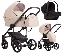 Детская коляска Bebetto Magnum Light 3 в 1 с автокреслом Avionaut Cosmo 21 св.бежевый. коричневая рама