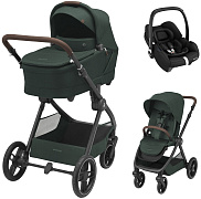Коляска детская Maxi-Cosi Oxford Plus 3 в 1 с автокреслом CabrioFix Essential black 1978403110 Twillic Green/Зеленый