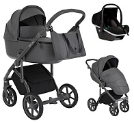 Детская коляска Roan Bass Next 3 в 1 с автокреслом Tutis Elo Black RN223/1 Steel Grey/Grey/ руч.Серый