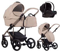 Детская коляска Bebetto Magnum Light Pro 3 в 1 с автокреслом Avionaut Cosmo 01 св.бежевая кожа/бежевая рама