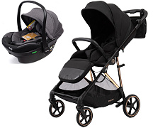 Прогулочная коляска Peppy Amici с автокреслом Jovikids Aria Black рама Gold