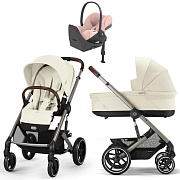Коляска Cybex Balios S Lux TPE complete Cloud T Peach Pink Plus Base T 4 в 1 Seashell Beige с дождевиками