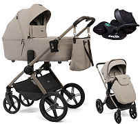 Детская коляска Peppy Monaco Thermo 3 в 1 с автокреслом Verona Black Latte (бежевый), рама бежевая