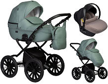 Детская коляска Indigo Mio Eco Plus 14 3 в 1 с автокреслом Avionaut Cosmo Beige 03 шалфей кожа