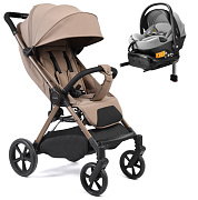 Прогулочная коляска Peppy Vigo с автокреслом Welldon Crown 2 Grey и базой Latte латте