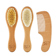 Набор 3 в 1 Roxy-Kids Расческа-щеточка деревянная c мягкой щетиной