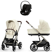 Коляска Cybex Talos S Lux TPE Cloud G3 Magic Black 3 в 1 Seashell Beige с дождевиками