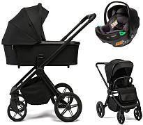 Детская коляска Peppy Monaco Plus 3 в 1 с автокреслом First Black Black (черный), рама черная