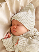 Шапочка вязаная AmaroBaby Pure Love Tot, демисезонная ЧЗ молочный 38