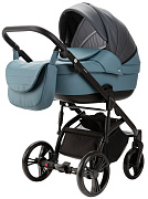 Детская коляска Adamex Lanti Deluxe 3 в 1 LN-SD42 (Т. СЕРАЯ. КОЖА + СЕРО-ГОЛУБ.КОЖА)