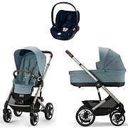 Коляска Cybex Talos S Lux TPE complete Cloud T Rebellious Luxury Denim Blue 3 в 1 Stormy Blue с дождевиками