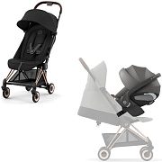 Коляска Cybex Coya Rosegold Frame Cloud T i-Size Mirage Grey Sepia Black с дождевиком и бампером
