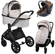 Детская коляска AmaroBaby Motus Premium Ecco 3 в 1 с автокреслом Rant Miro Moca молочный