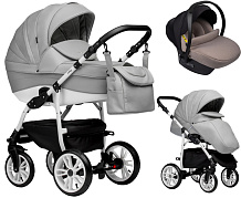 Детская коляска Indigo Indigo Special New 3 в 1 с автокреслом Avionaut Cosmo Beige Is04 серая кожа