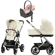 Коляска Cybex Talos S Lux TPE complete Cloud T Peach Pink Plus Base T 4 в 1 Seashell Beige с дождевиками