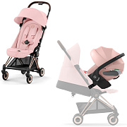 Коляска Cybex Coya Rosegold Frame Cloud T i-Size Peach Pink Plus Peach Pink с дождевиком и бампером