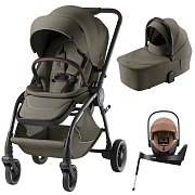 Коляска 3 в 1 Britax Roemer RIO LUX и автокресло Baby-Safe PRO LUX Warm Caramel + Vario Base 5Z Urban olive
