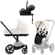Коляска Cybex Priam IV Rosegold complete Cloud G Lava Grey Base G3 4 в 1 Off White
