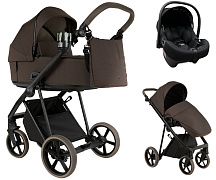 Детская коляска Roan Sol 2.0 3 в 1 с автокреслом Tutis Elo Lux EduSky Black SLL/34/T Turkish Coffe/Black/руч.Cappuccino
