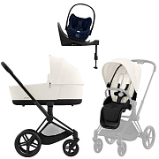 Коляска Cybex Priam IV Matt Black complete Cloud T Rebellious Luxury Denim Blue Base T 4 в 1 Off White