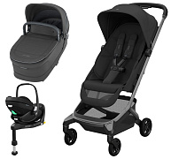 Детская коляска Maxi-Cosi Fame Cabin 4 в 1 с автокреслом Pebble 360 Pro Twillic Black и базой Onyx Black/черный