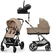 Коляска Cybex Balios S Lux TPE complete Cloud G Lava Grey Base G 4 в 1 Almond Beige с дождевиками