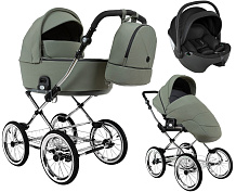 Детская коляска Roan Bass Next Classic d14 2.0 3 в 1 с автокреслом Pituso Baesa Pro Black BSNC/92/2 Sage Green/Black/руч.Black