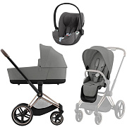 Коляска 3 в 1 Cybex Priam IV Rosegold complete и автокресло Cloud T i-Size Mirage Grey Plus Mirage Grey