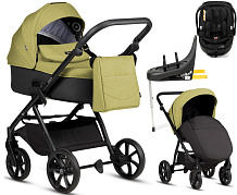 Детская коляска Tutis Leo 3 Plus 4 в 1 с автокреслом Beno Black и базой 1582302 Green