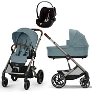 Коляска Cybex Balios S Lux TPE complete Cloud G Moon Black Plus 3 в 1 Stormy Blue с дождевиками