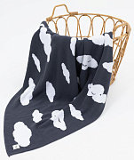 Плед Mimibaby Облака (хлопок) HL0064 антрацитовый