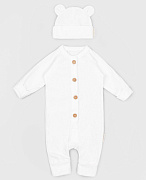 Комбинезон AmaroBaby Fashion с шапочкой молочный 68