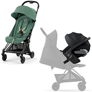 Коляска Cybex Coya Matt Black Frame Cloud T i-Size Sepia Black Plus Leaf Green с дождевиком и бампером