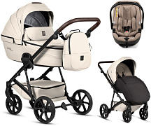 Детская коляска Tutis Viva 6 Plus Leather 3 в 1 с автокреслом Beno Beige 1612086 Vanilla