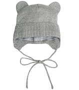 Шапочка вязаная AmaroBaby Pure Love Bear с подкладом ЧЗ серый 42