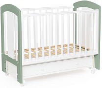 Детская кроватка Bebizaro Regency Teddy маятник универсальный с ящиком BZRYTYMYA/07/WH/OL White/olive