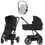 Коляска Cybex Talos S Lux BLK complete Cloud G Fog Grey 3 в 1 Moon Black с дождевиками
