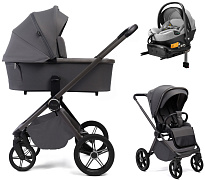 Детская коляска Peppy Monaco Plus 4 в 1 с автокреслом Welldon Crown 2 Grey и базой Antrazit (графитовый), рама серая