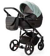 Детская коляска Adamex Lanti Deluxe 3 в 1 LN-SD103 (СЕРО-ЗЕЛЕН.КОЖА + ЧЕРН. КОЖА)