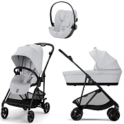 Коляска Cybex Melio Carbon Cloud G i-Size Fog Grey 3 в 1 Fog Grey с дождевиком