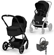 Коляска Cybex Balios S Lux Fold Cot BLK Cloud T Mirage Grey Base T 4 в 1 Moon Black с дождевиками