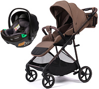 Прогулочная коляска Peppy Amici с автокреслом First Black Mocca рама Mocca