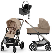Коляска Cybex Balios S Lux TPE complete Cloud T Sepia Black Plus Base T 4 в 1 Almond Beige с дождевиками