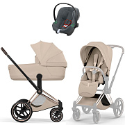 Коляска Cybex Priam V Rosegold Style Aton B2 Steel Grey 3 в 1 Cozy Beige
