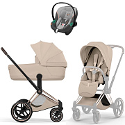 Коляска Cybex Priam V Rosegold Style Aton S2 Lava Grey 3 в 1 Cozy Beige