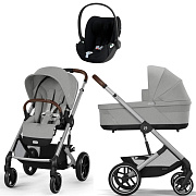 Коляска Cybex Balios S Lux SLV complete Cloud T Sepia Black Plus 3 в 1 Stone Grey с дождевиками