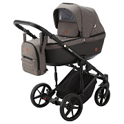 Детская коляска Adamex Amelia 2 в 1 AM244-TIP (ШОКОЛАД.ТК.+ЧЁРН. КОЖА)