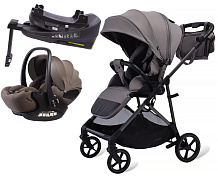 Прогулочная коляска Peppy Amici с автокреслом Verona Brown и базой Grey серый, рама серая