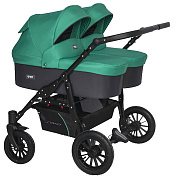 Детская коляска для двойни Riko Basic Saxo 2 в 1 01 бирюзовый-чёрный